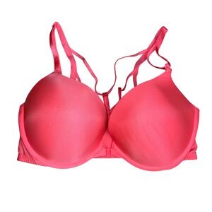 Victorias Secret Neon Pink Front Clasp Strappy Cage‎ Back Push Up Bra 36D